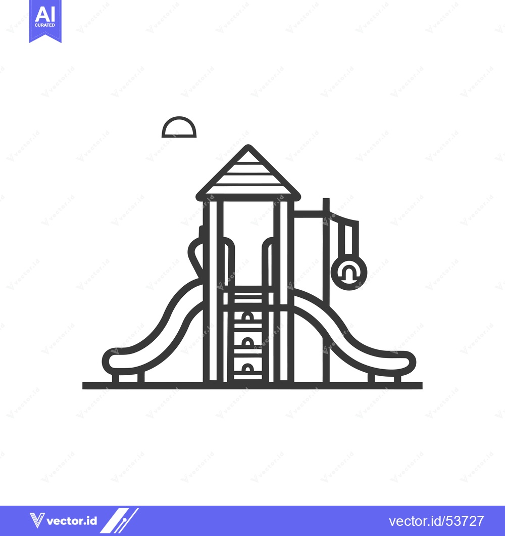Premium Vector dari Line Art Illustration of a Playground Structure with Two Slides