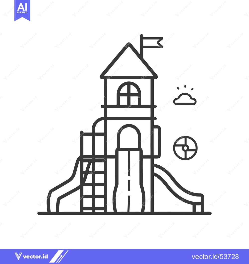 Premium Vector dari Line art illustration of a playground tower with slide and ladder