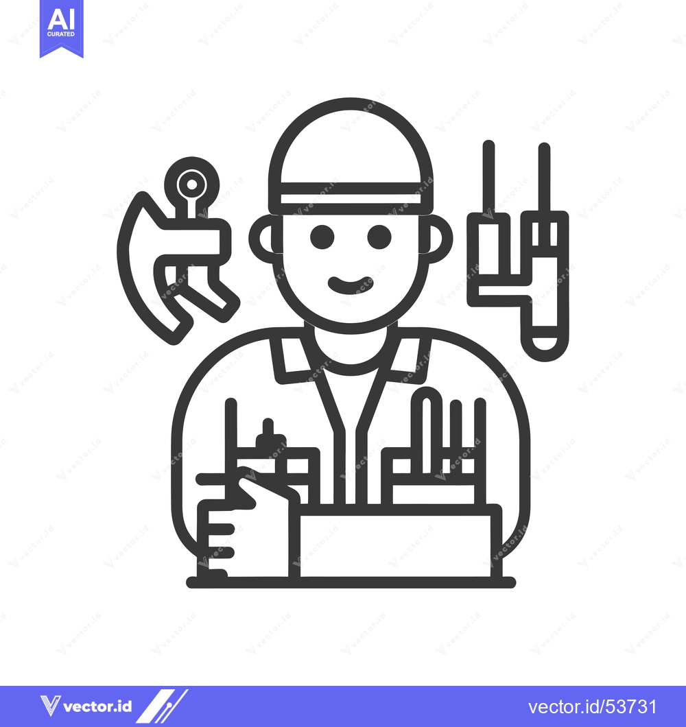 Premium Vector dari Line Art Illustration of a Plumber with Tools