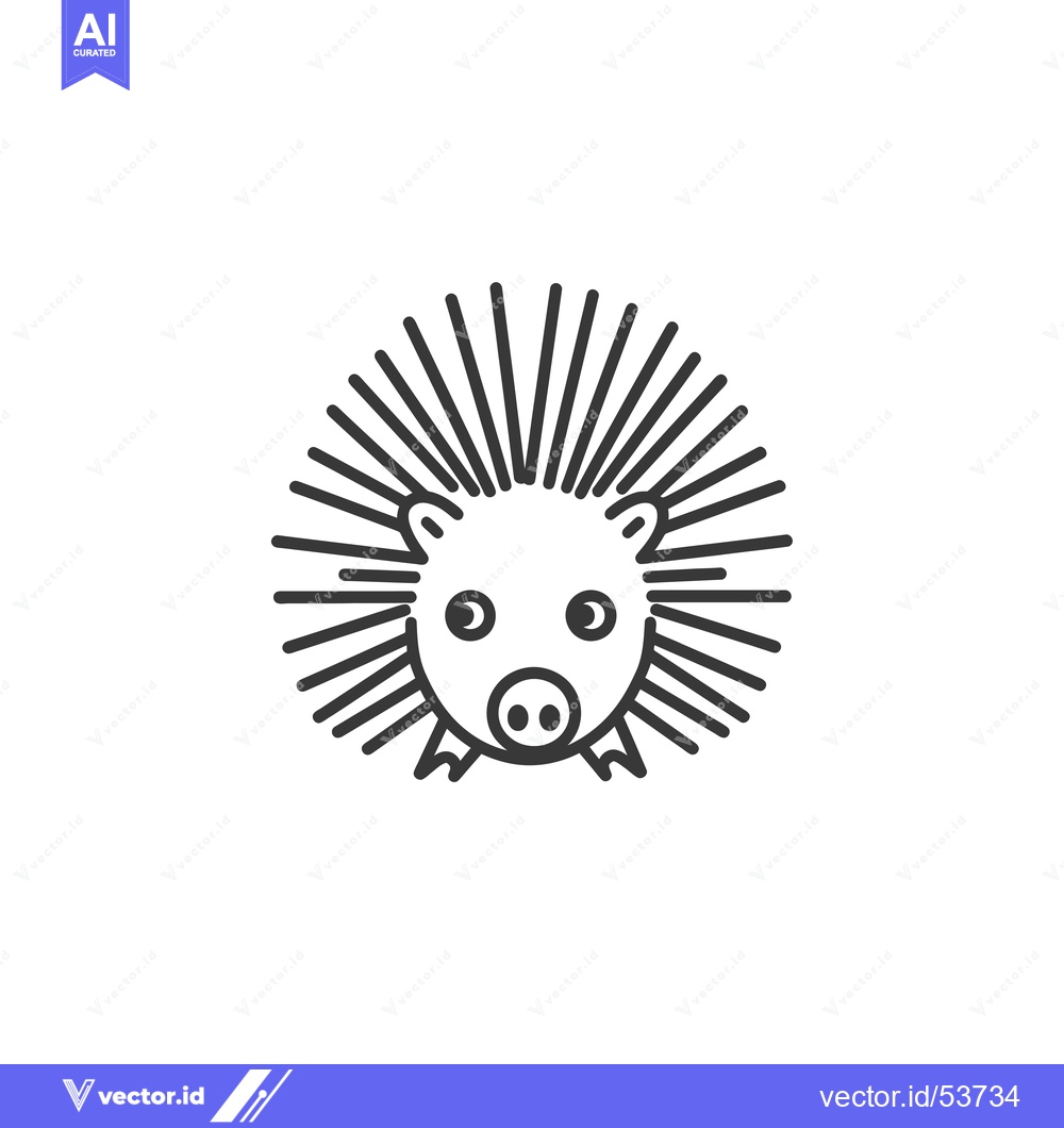Premium Vector dari Line Art Illustration of a Porcupine's Head