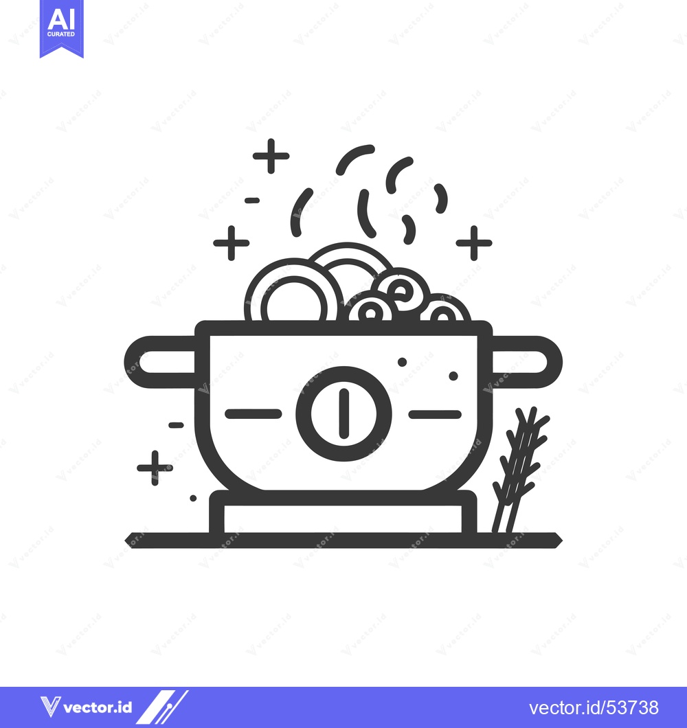 Premium Vector dari Line Art Illustration of a Pot of Boiling Noodles