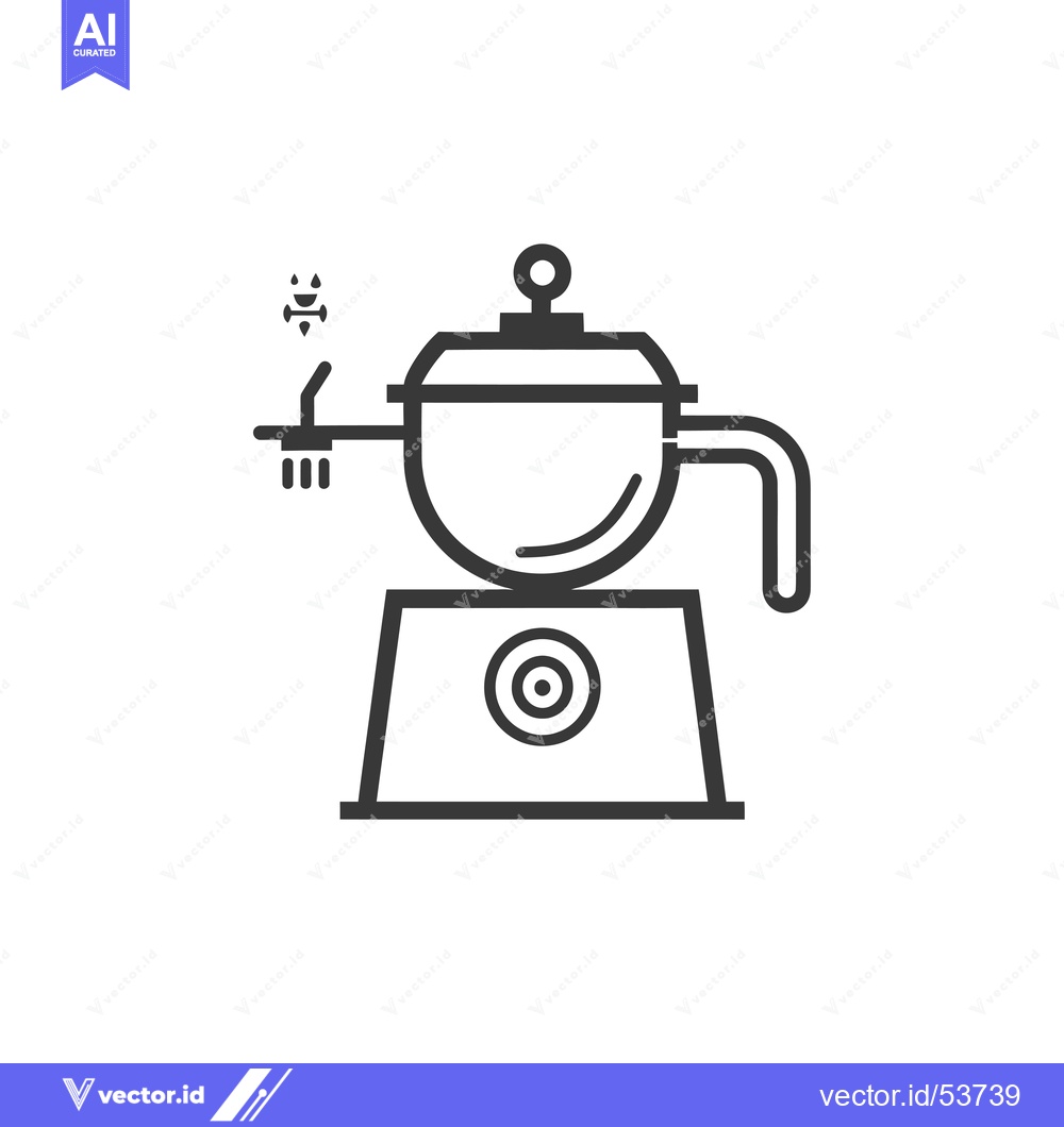 Premium Vector dari Line art illustration of a pot on a stovetop