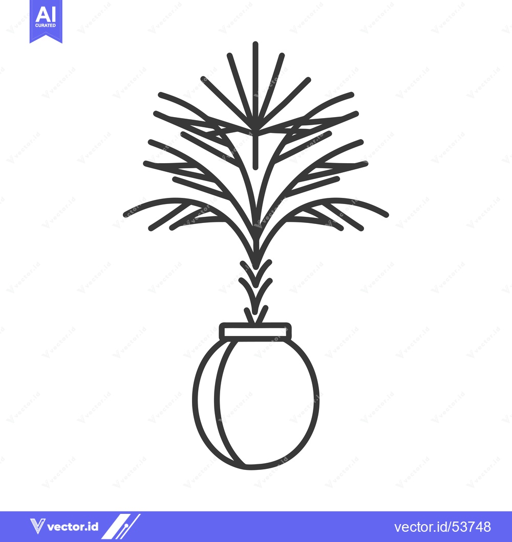 Premium Vector of Line art illustration of a potted plant with thin leaves