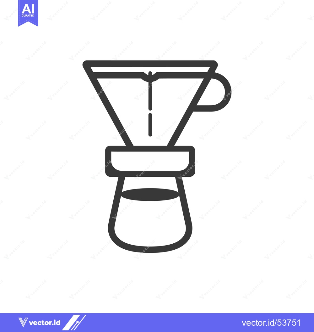 Premium Vector dari Line art illustration of a pour-over coffee maker