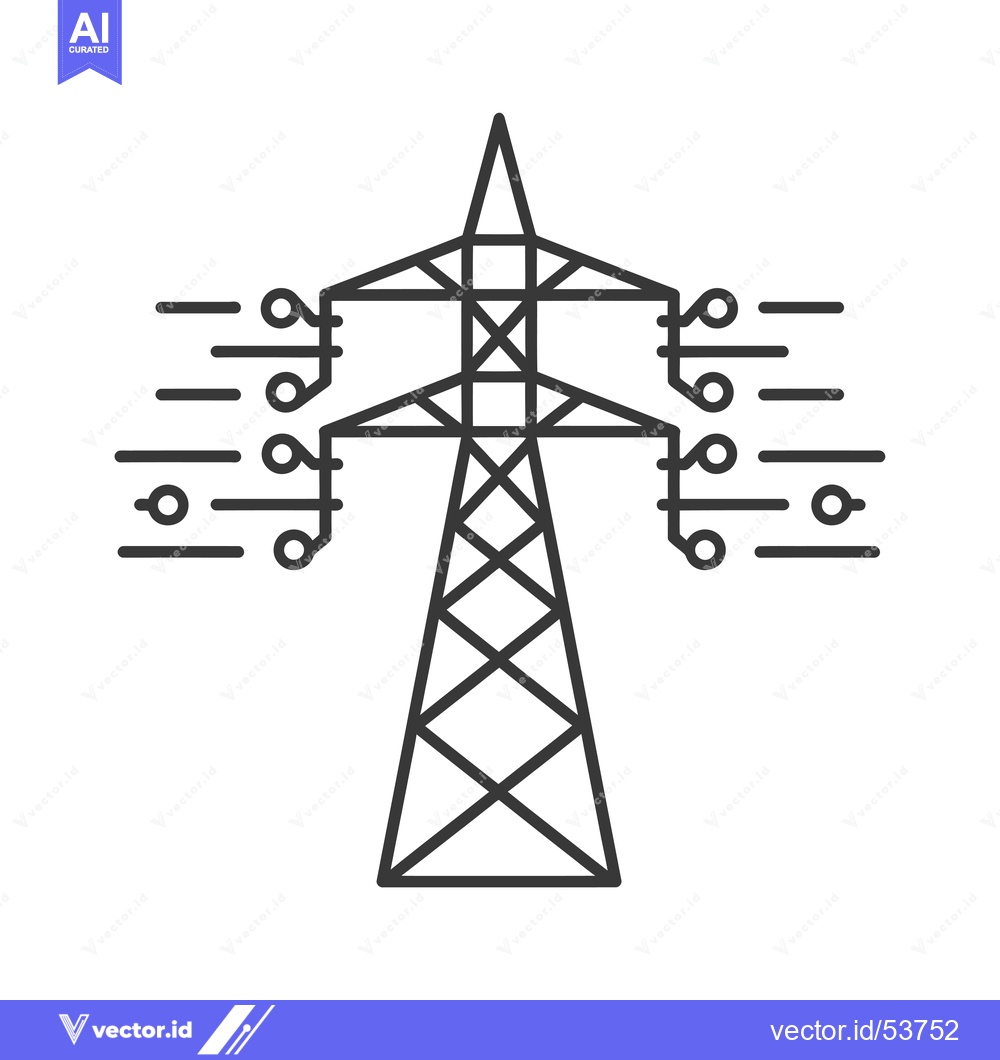 Premium Vector of Line Art Illustration of a Power Transmission Tower
