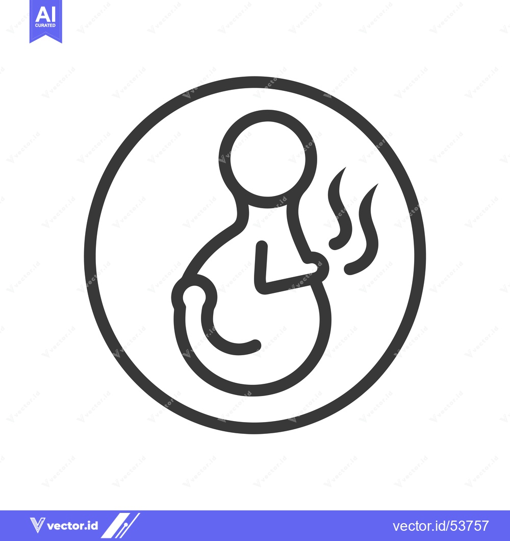 Premium Vector dari Line art illustration of a pregnant woman with a stomach ache