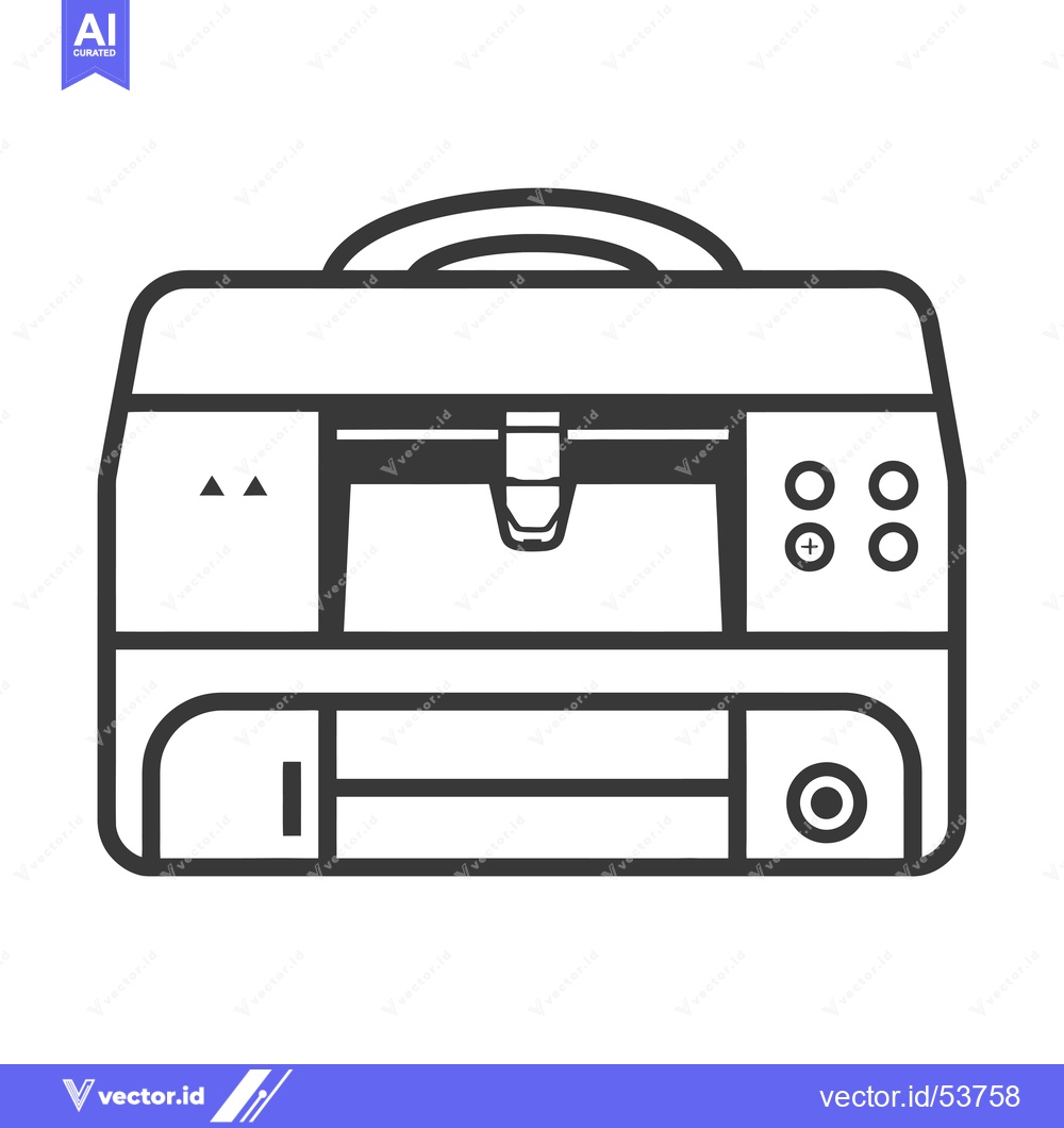 Premium Vector of Line art illustration of a printer with a handle
