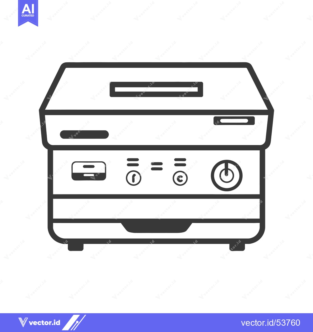 Premium Vector dari Line art illustration of a printer with a power button, tray, and othe