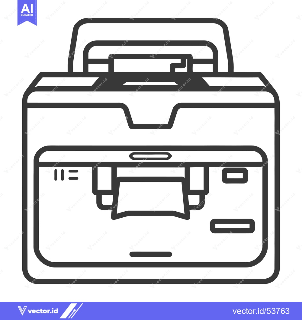 Premium Vector of Line Art Illustration of a Printer with Paper Tray