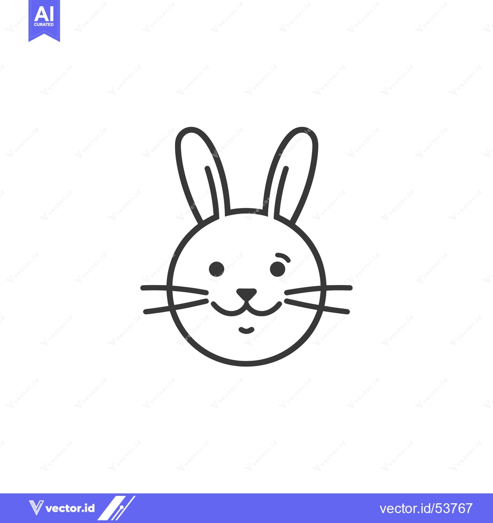 Premium Vector of Line Art Illustration of a Rabbit's Face