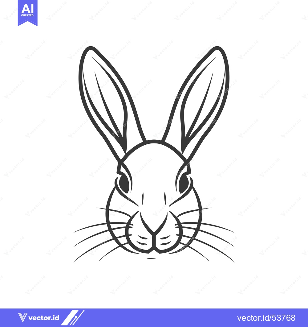 Premium Vector dari Line Art Illustration of a Rabbit's Face