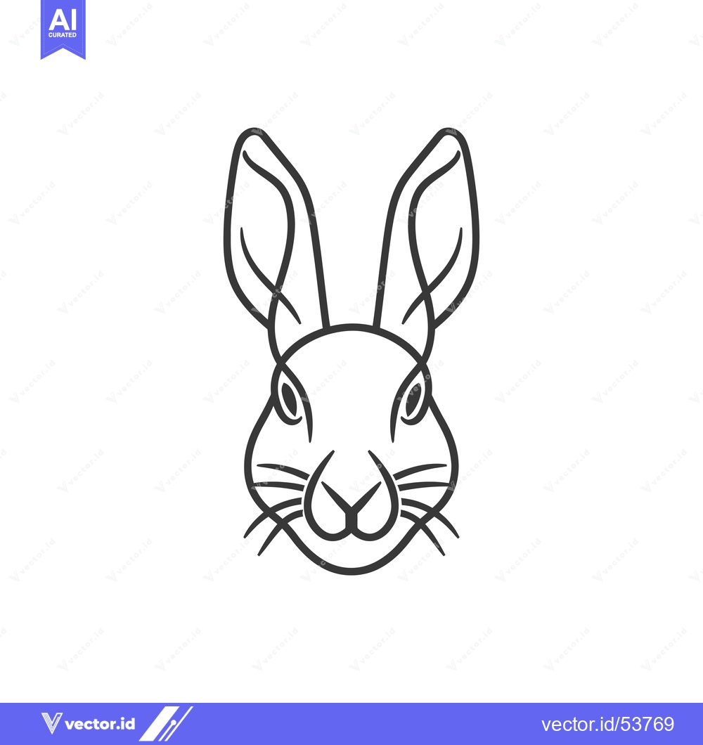 Premium Vector dari Line Art Illustration of a Rabbit's Face
