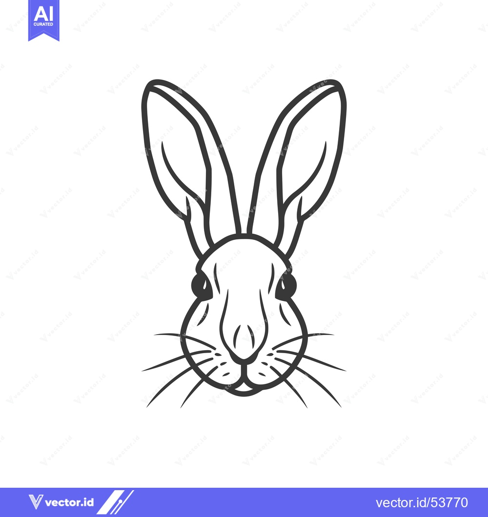 Premium Vector dari Line Art Illustration of a Rabbit's Face