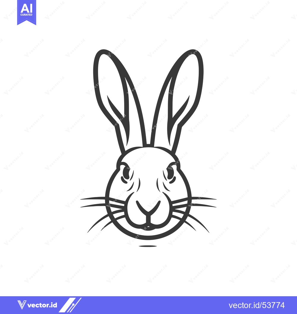 Premium Vector of Line art illustration of a rabbit's head