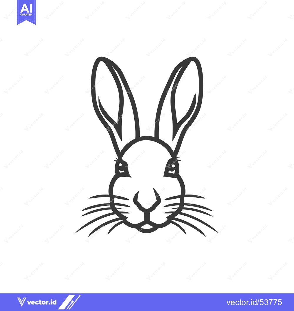 Premium Vector of Line Art Illustration of a Rabbit's Head