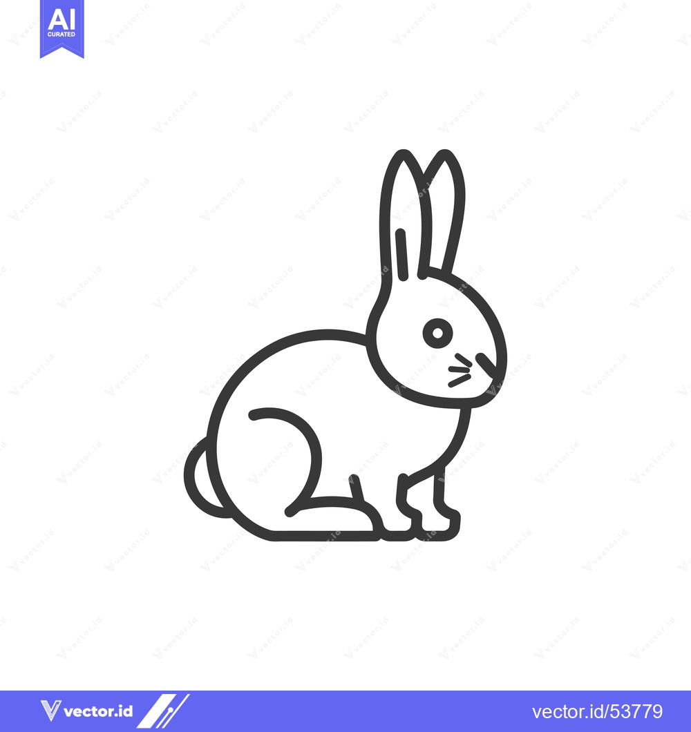 Premium Vector of Line art illustration of a rabbit sitting with its ears up