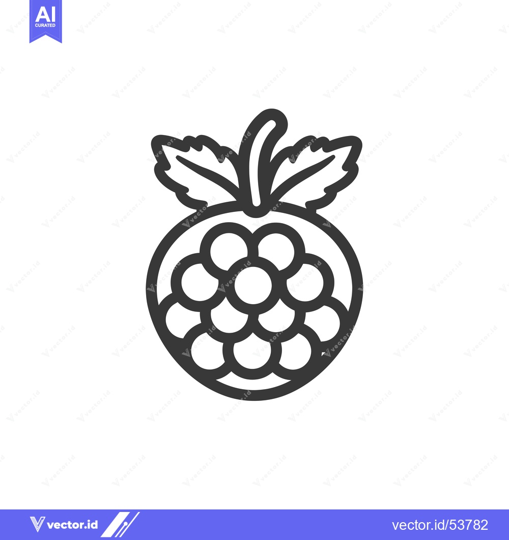 Premium Vector dari Line Art Illustration of a Raspberry