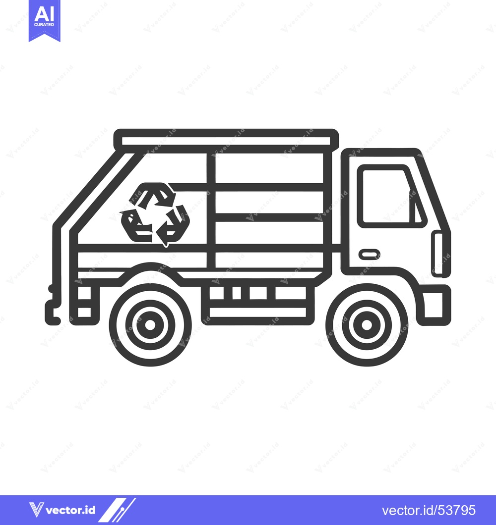 Premium Vector of Line Art Illustration of a Recycling Truck