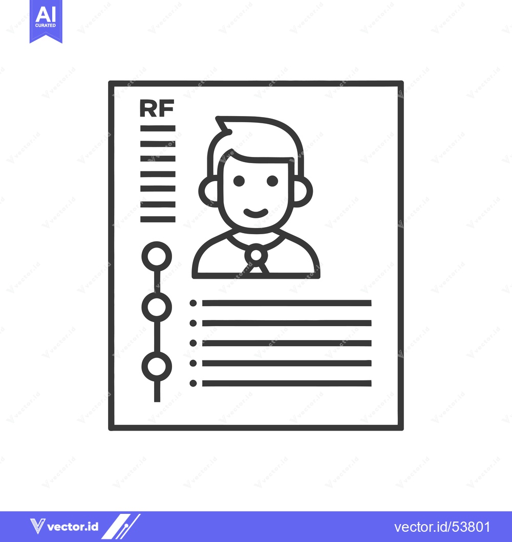 Premium Vector of Line art illustration of a resume or CV with a profile picture of a sm