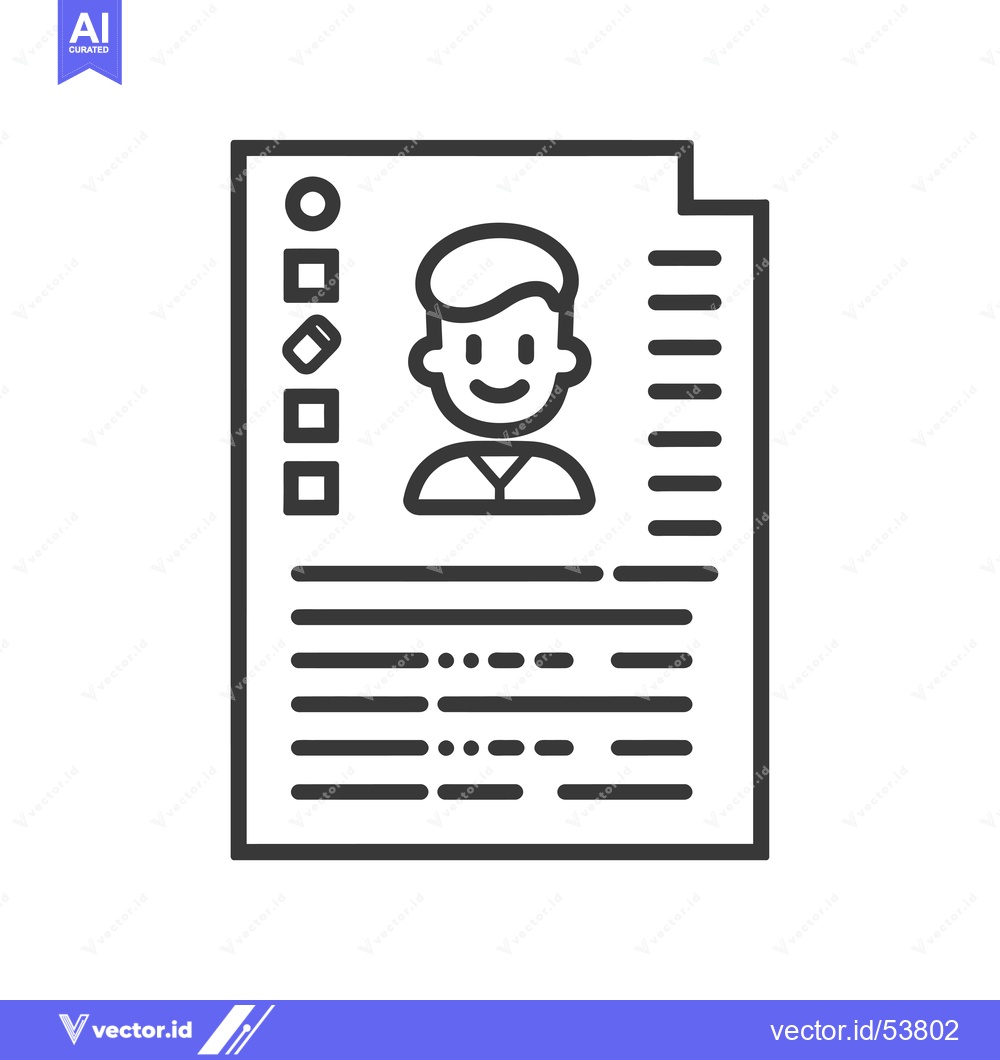 Premium Vector dari Line Art Illustration of a Resume with a Smiling Person