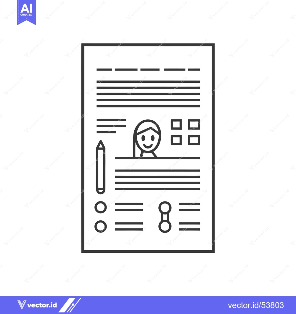 Premium Vector dari Line Art Illustration of a Resume with a Woman's Face