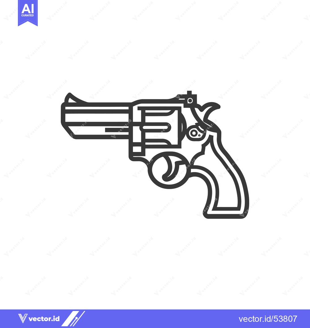Premium Vector of Line Art Illustration of a Revolver