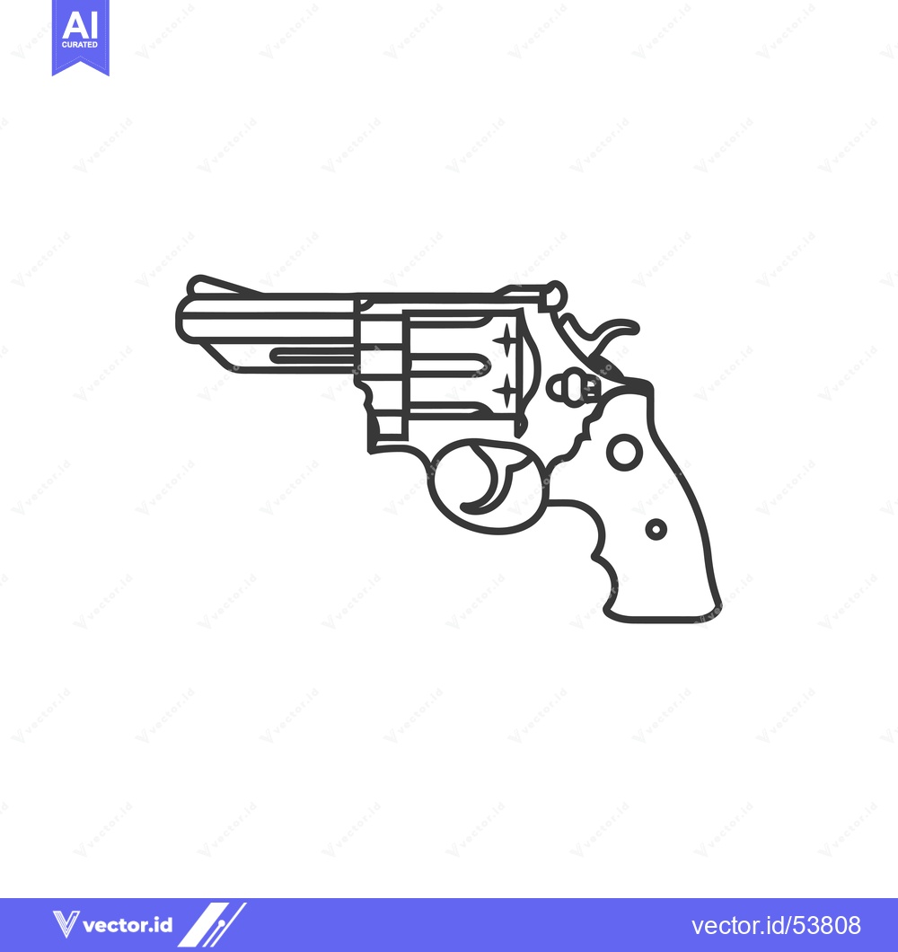 Premium Vector dari Line Art Illustration of a Revolver Handgun