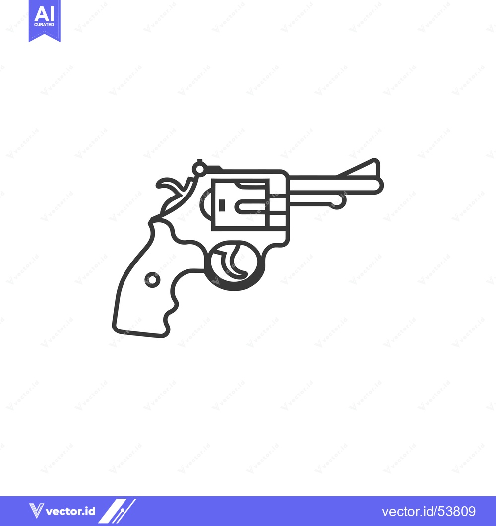 Premium Vector of Line art illustration of a revolver handgun