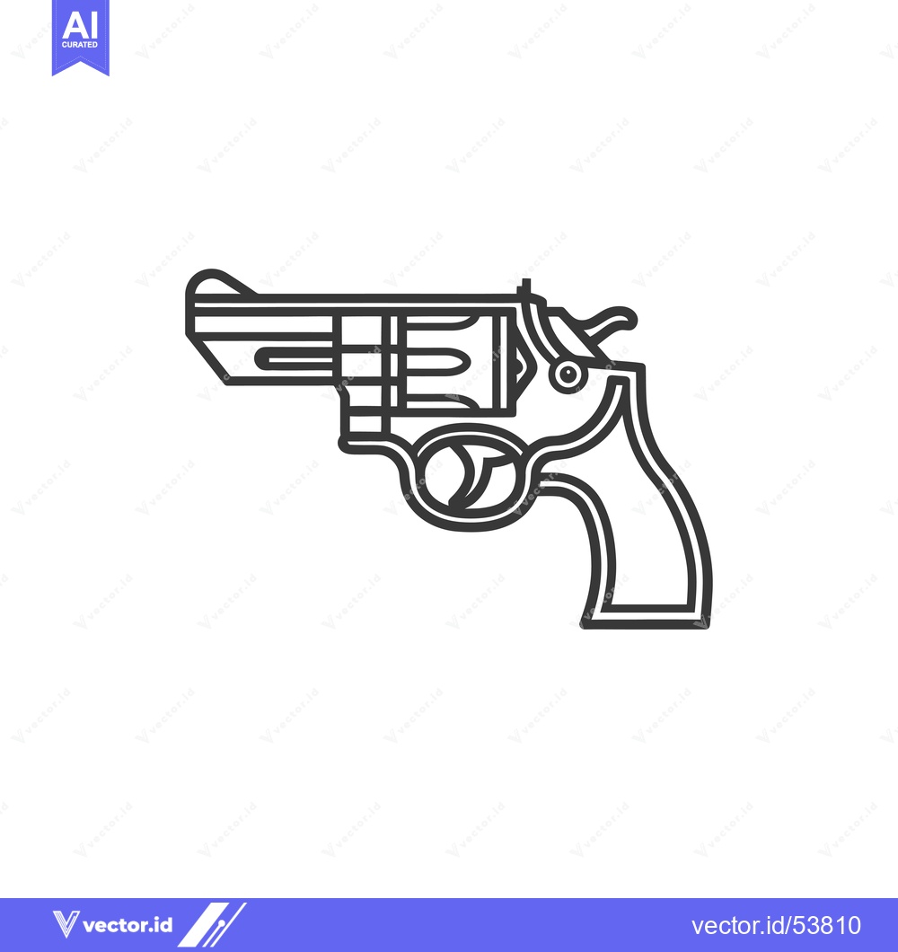 Premium Vector of Line art illustration of a revolver handgun