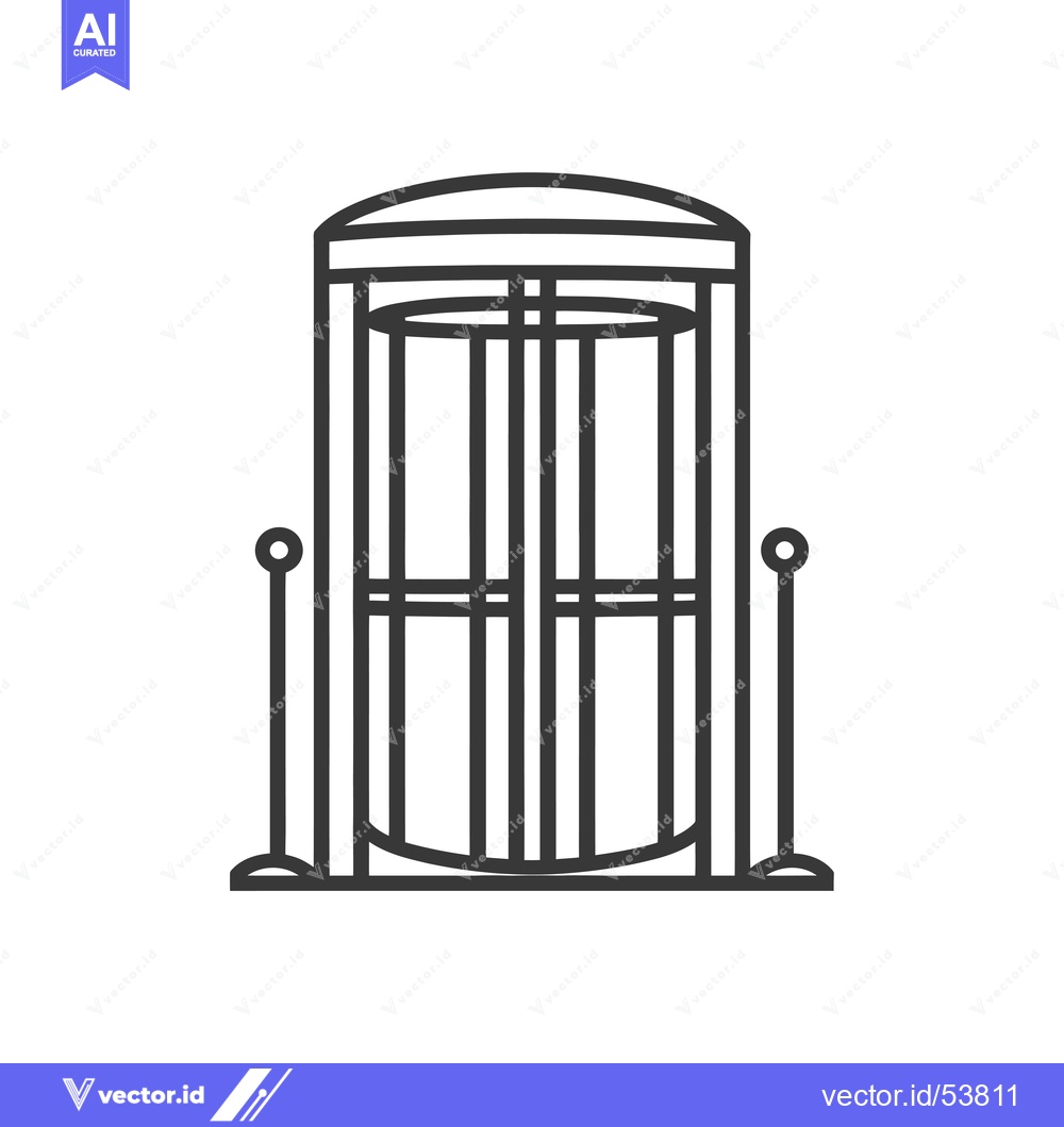 Premium Vector dari Line art illustration of a revolving door