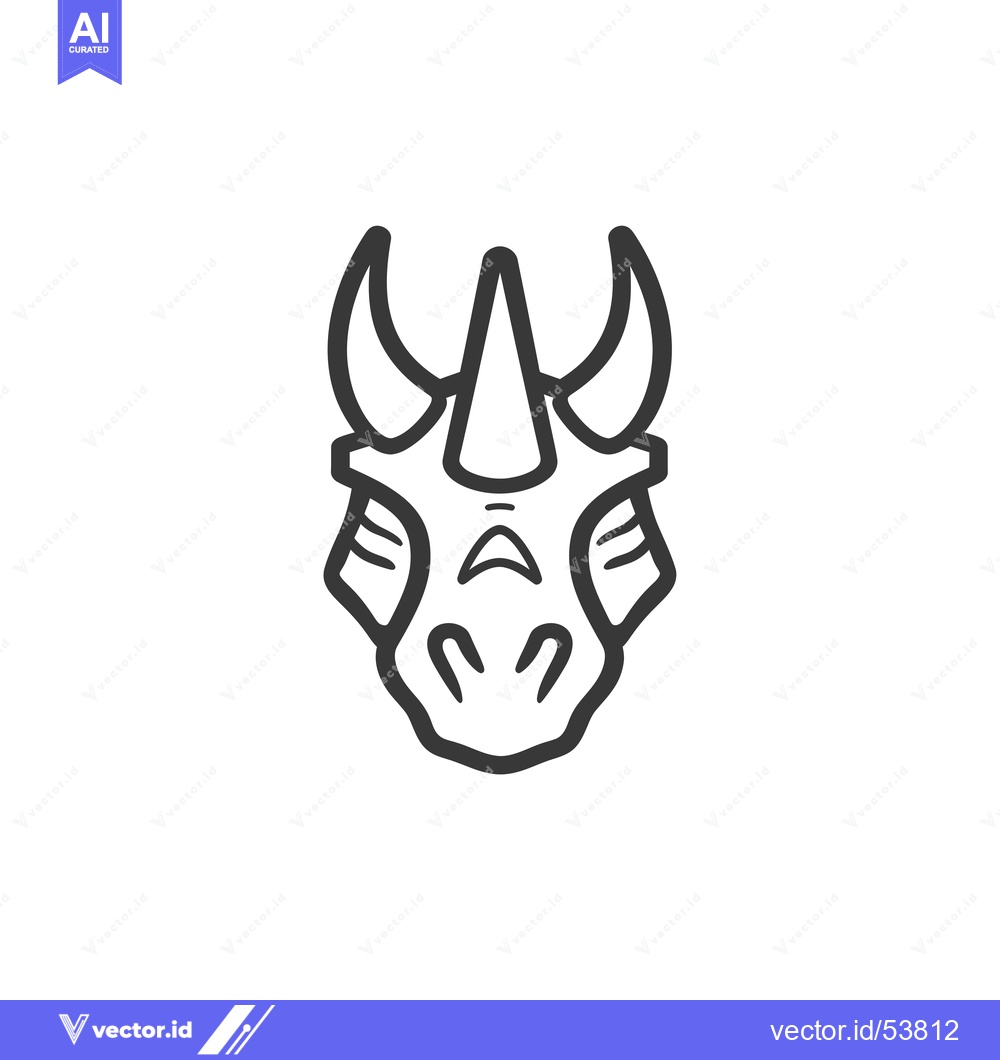 Premium Vector of Line Art Illustration of a Rhinoceros Head