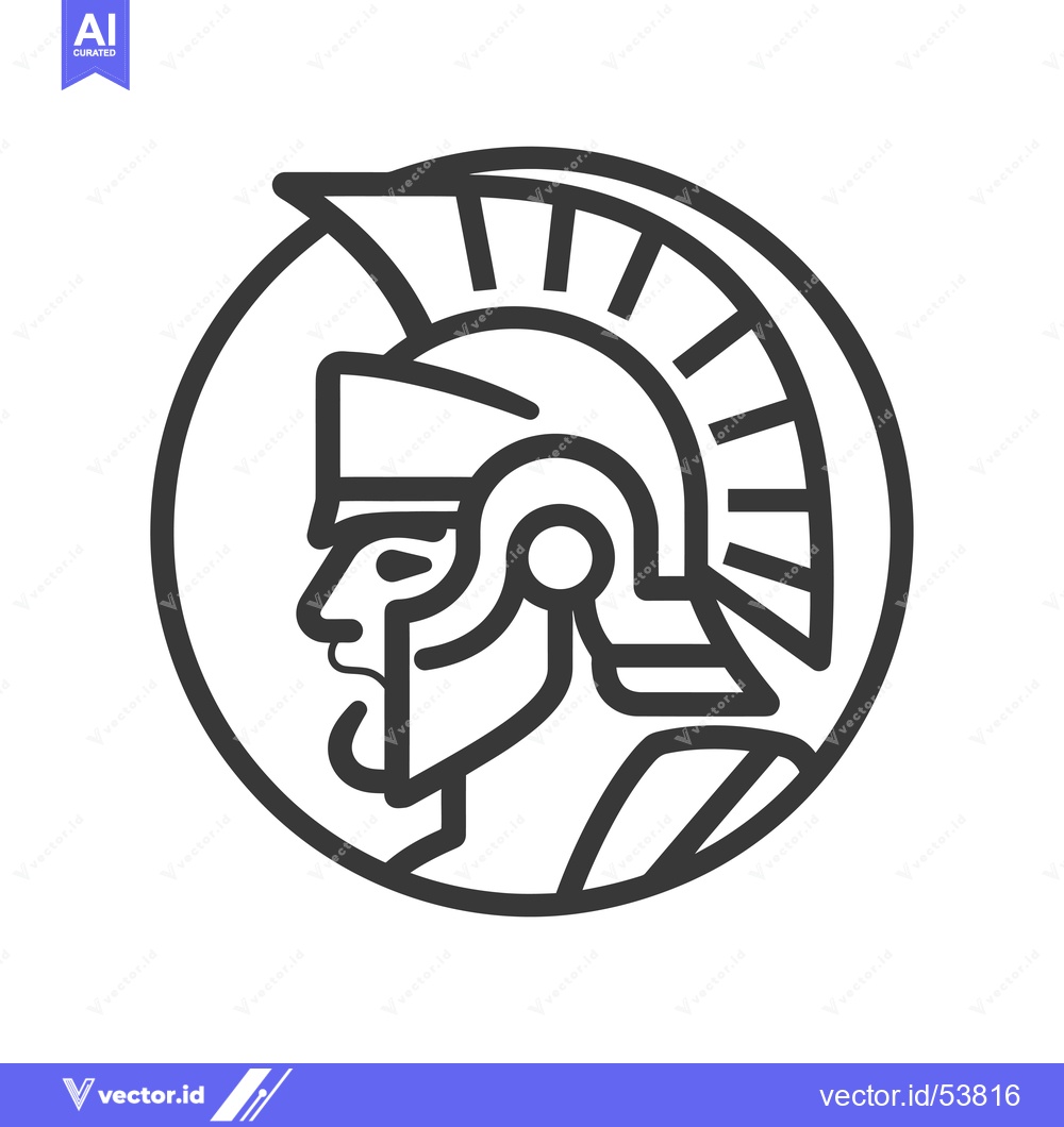 Premium Vector of Line Art Illustration of a Roman Soldier's Head in a Helmet