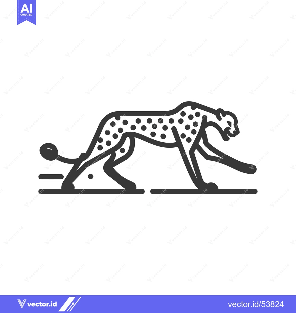 Premium Vector dari Line art illustration of a running cheetah