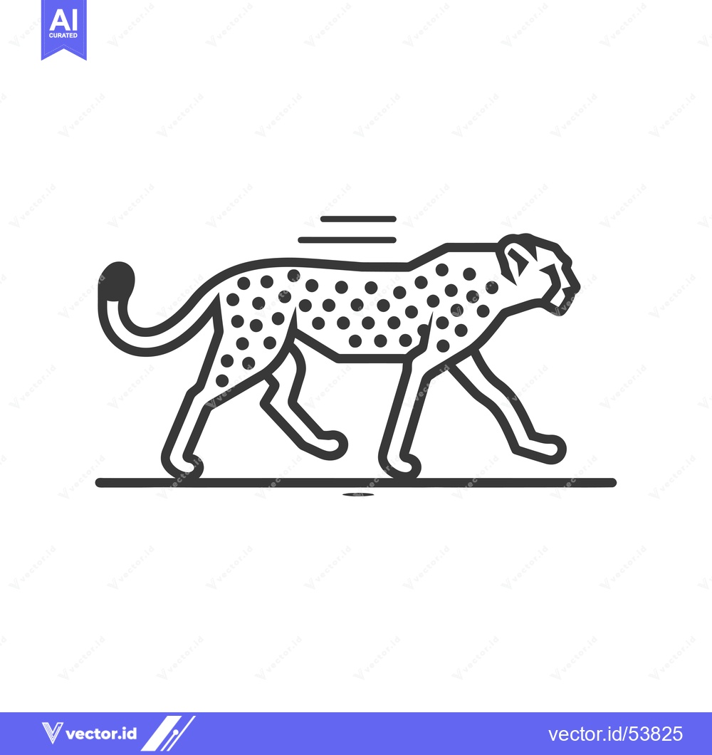 Premium Vector of Line Art Illustration of a Running Cheetah