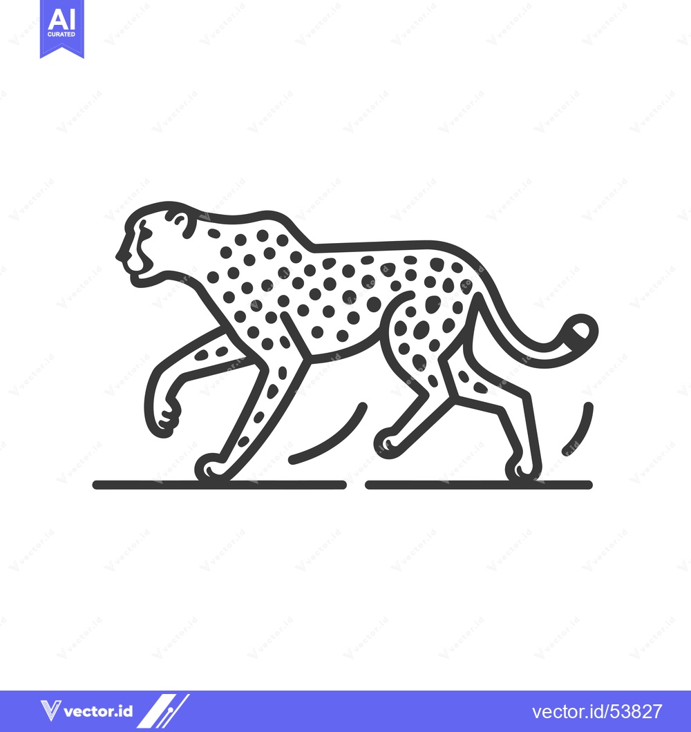 Premium Vector dari Line Art Illustration of a Running Cheetah