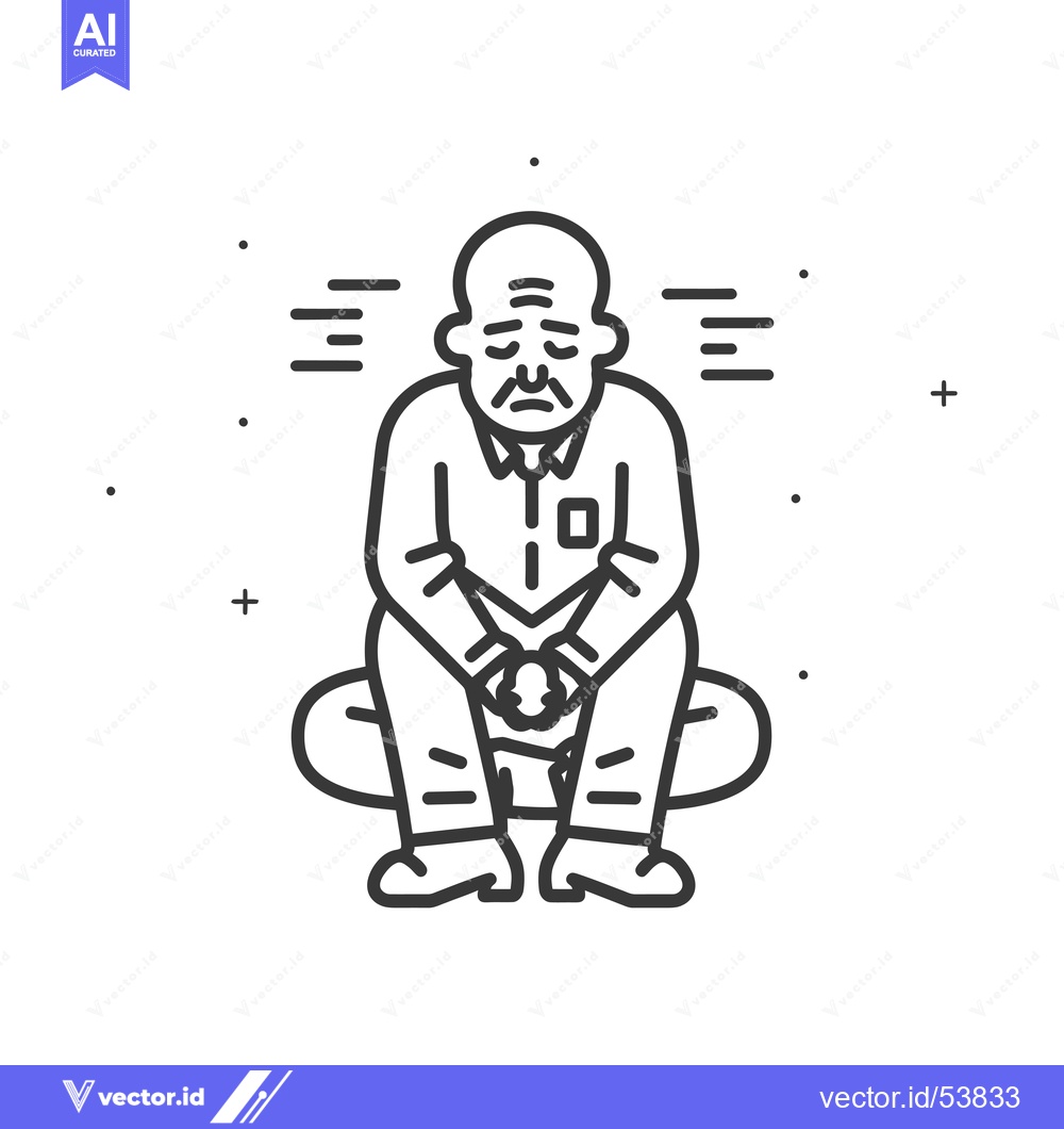 Premium Vector dari Line Art Illustration of a Sad Elderly Man Sitting Down