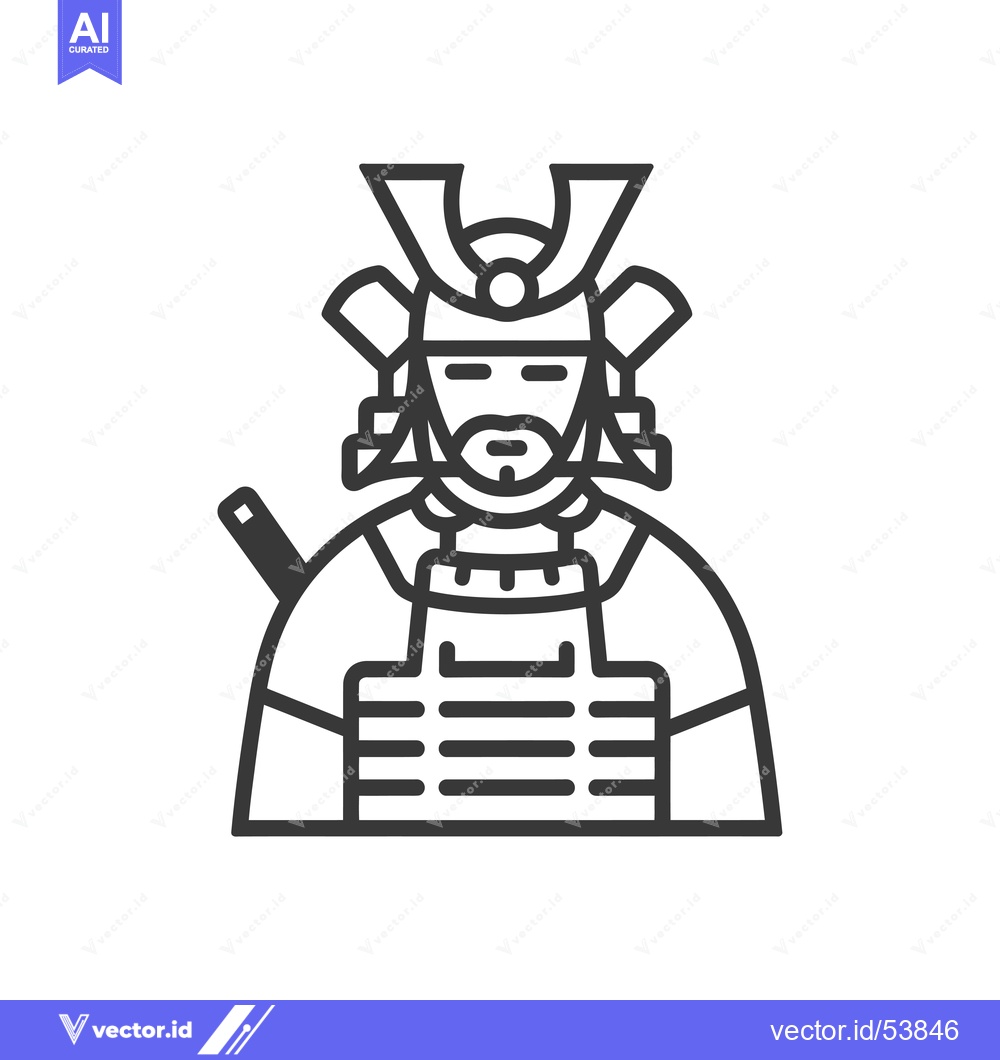 Premium Vector of Line Art Illustration of a Samurai Warrior in Armor