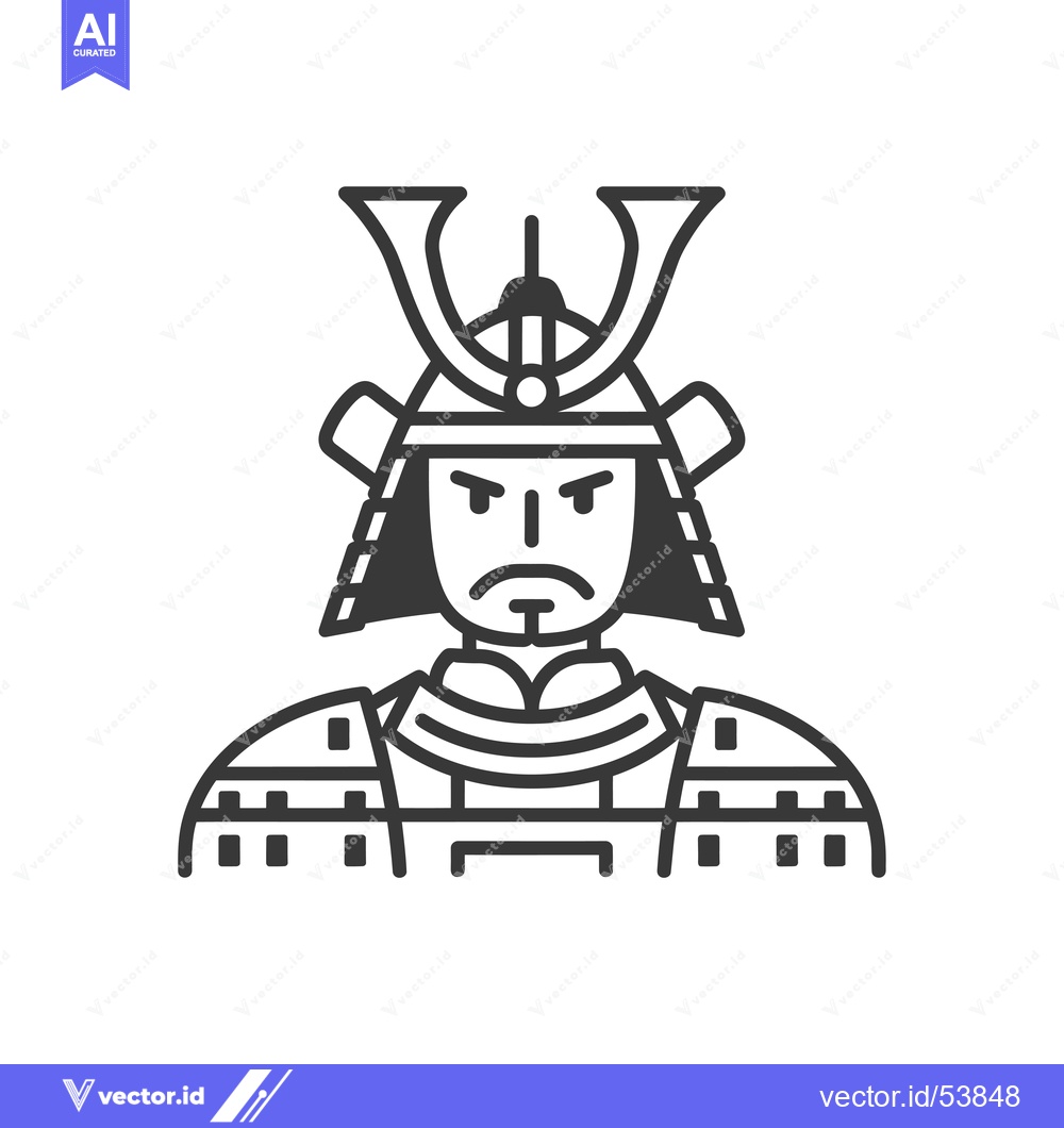 Premium Vector dari Line Art Illustration of a Samurai Warrior in Full Armor