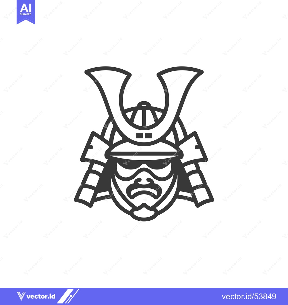 Premium Vector dari Line Art Illustration of a Samurai Warrior's Face
