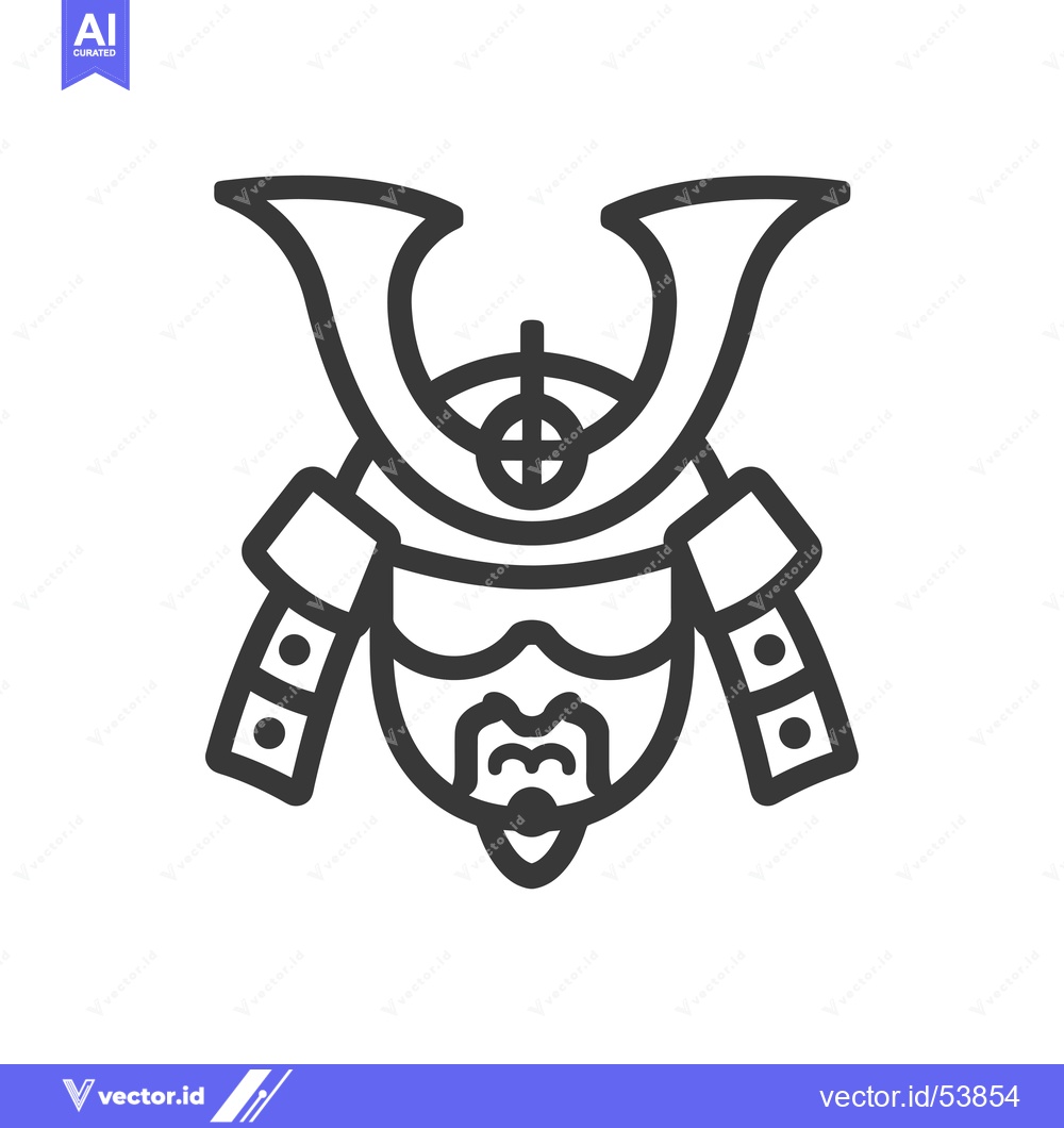 Premium Vector dari Line Art Illustration of a Samurai Warrior's Head