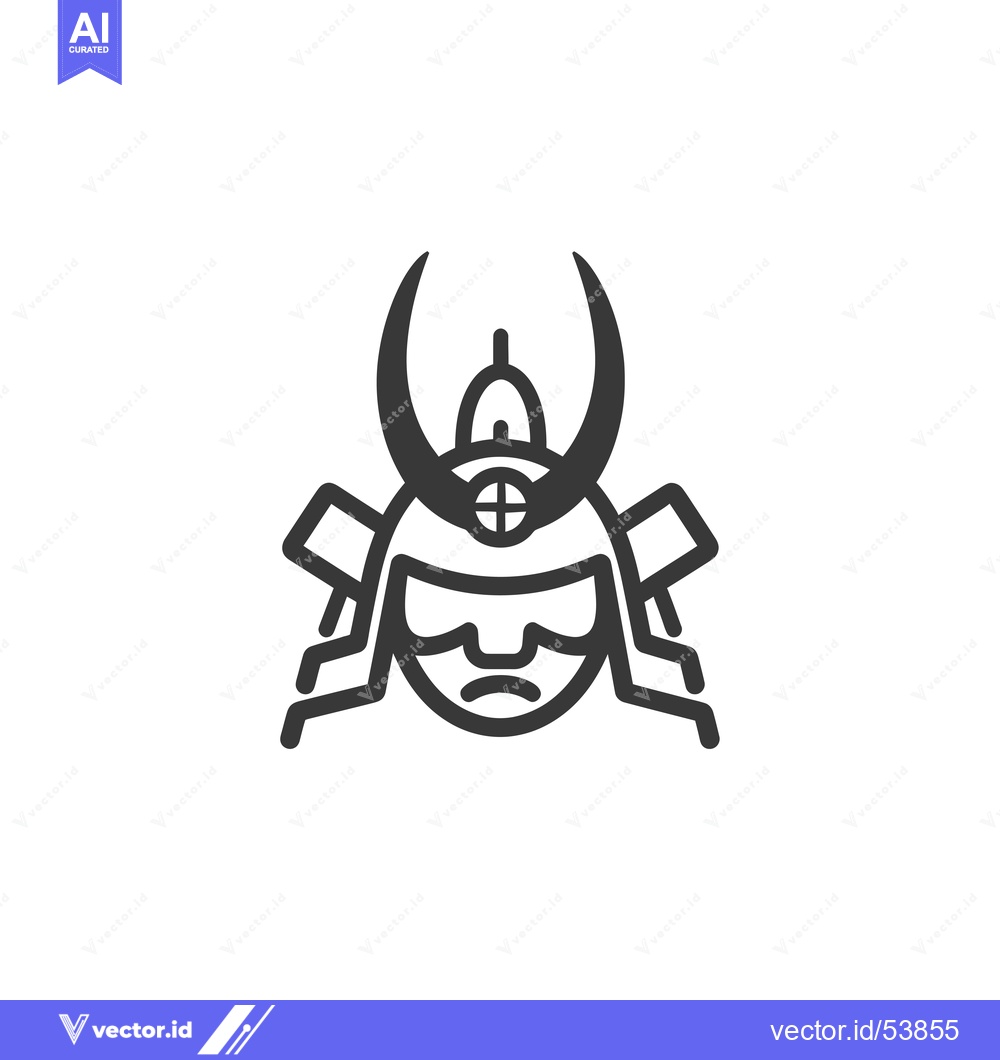 Premium Vector dari Line Art Illustration of a Samurai Warrior's Head