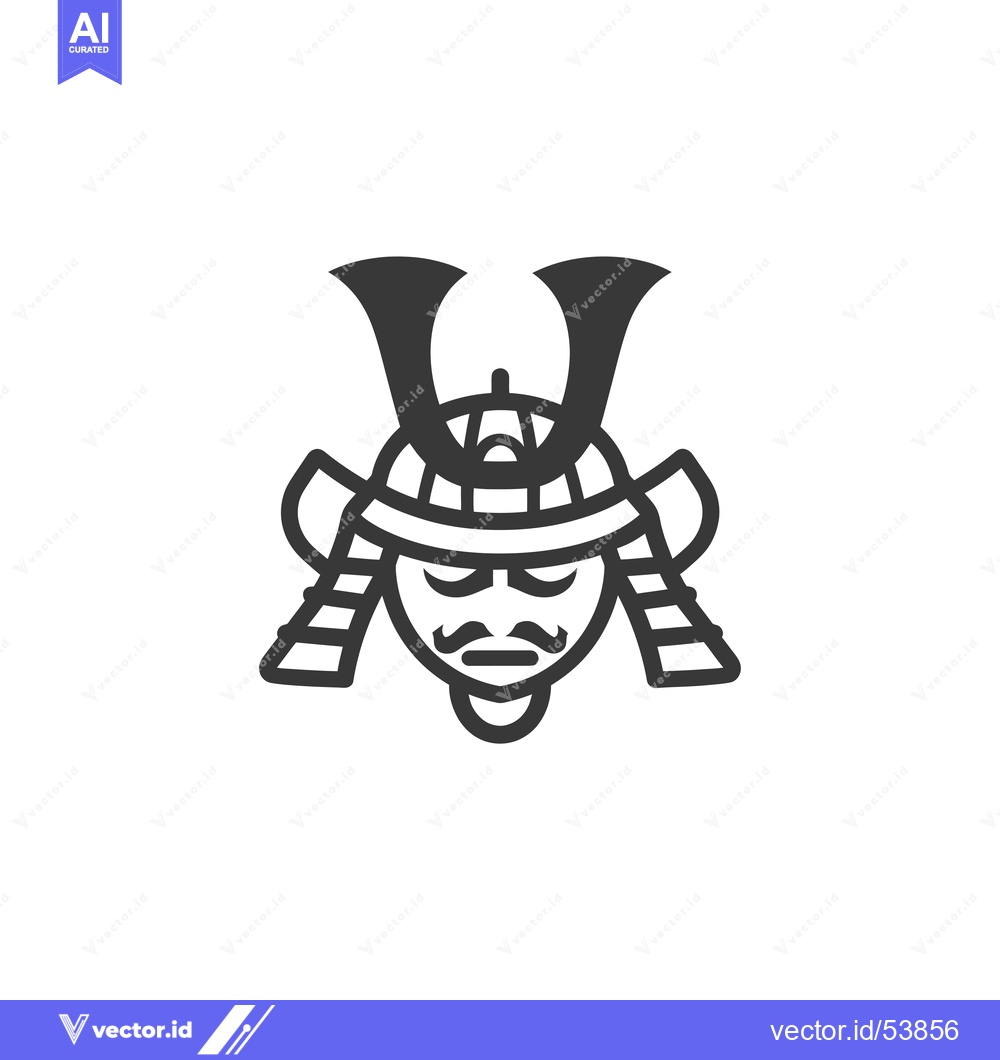 Premium Vector of Line Art Illustration of a Samurai Warrior's Head