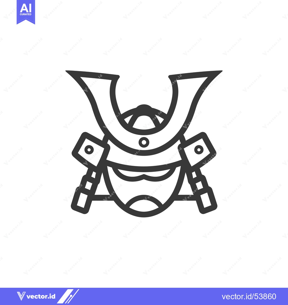 Premium Vector of Line Art Illustration of a Samurai Warrior's Helmet