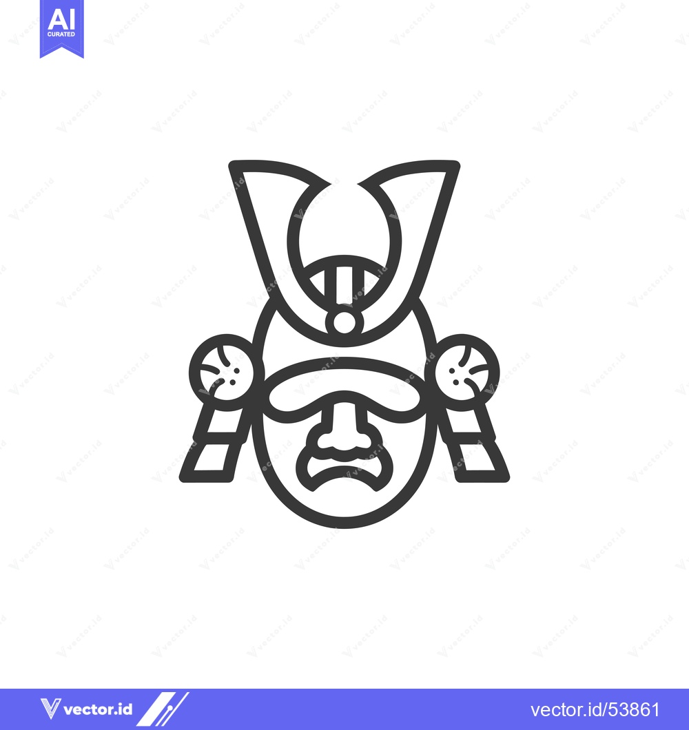Premium Vector dari Line Art Illustration of a Samurai Warrior's Helmet