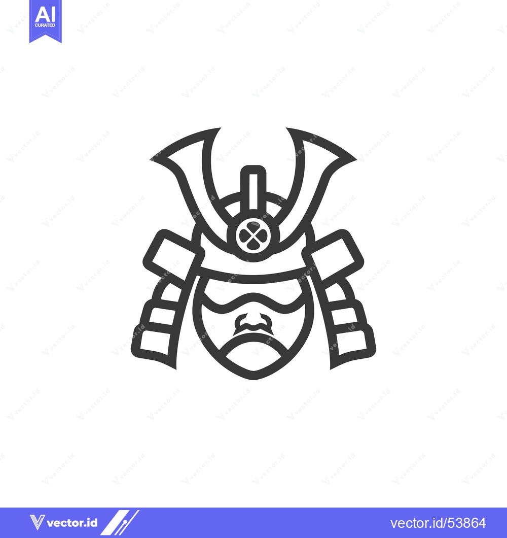 Premium Vector dari Line Art Illustration of a Samurai Warrior Wearing a Helmet and Armor