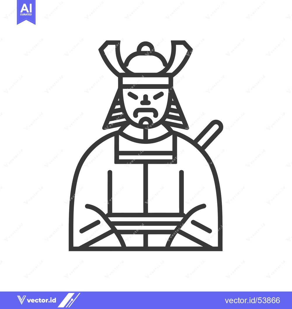 Premium Vector dari Line Art Illustration of a Samurai Warrior with a Sword