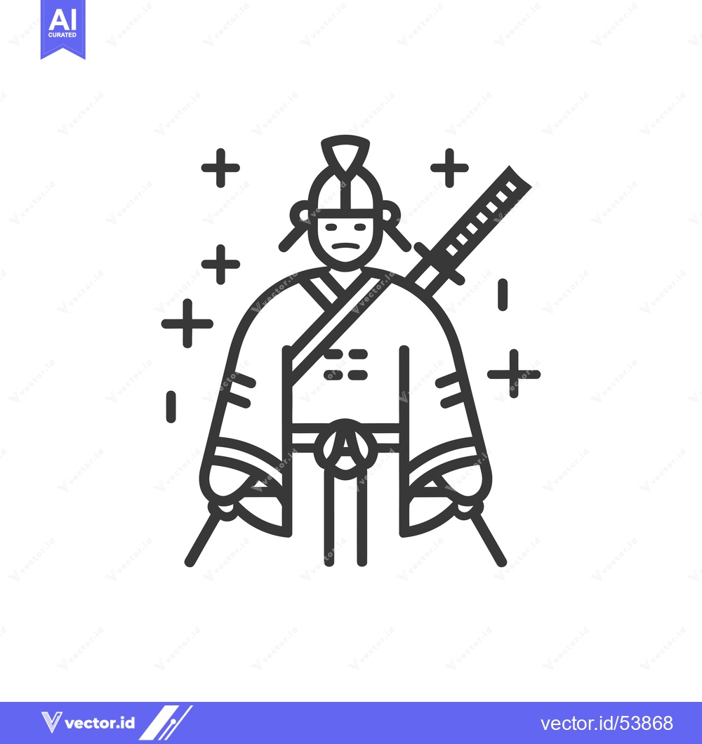 Premium Vector dari Line Art Illustration of a Samurai Warrior with a Sword