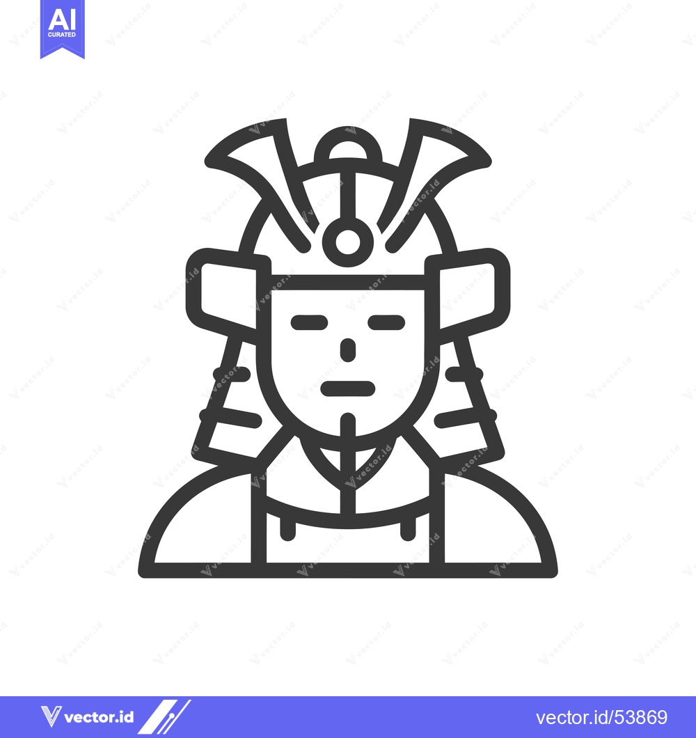 Premium Vector dari Line Art Illustration of a Samurai Warrior with Helmet and Armor