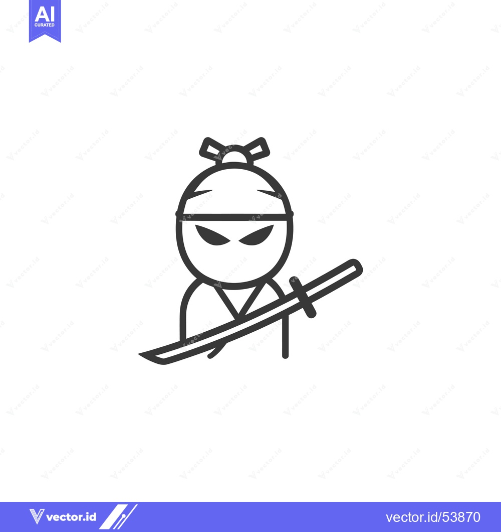 Premium Vector dari Line Art Illustration of a Samurai with a Sword