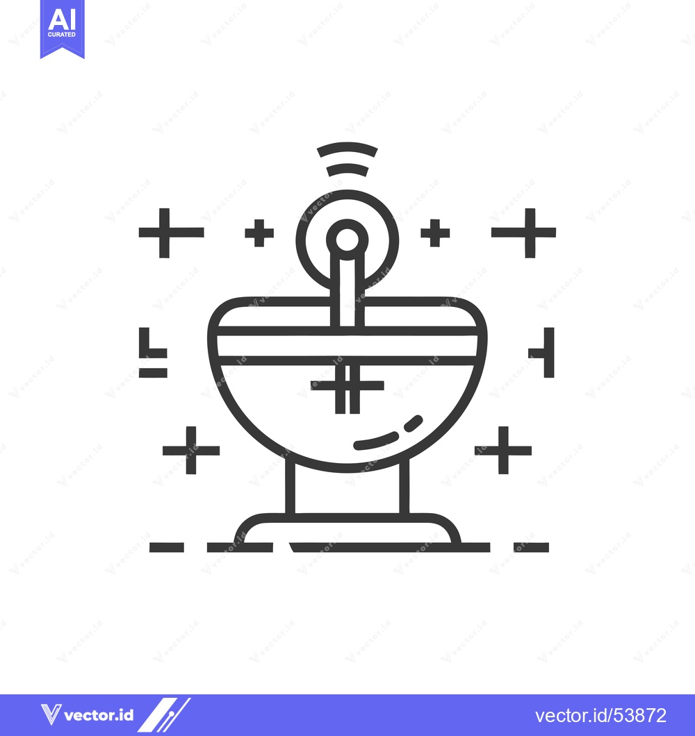 Premium Vector of Line Art Illustration of a Satellite Dish with a Signal Icon